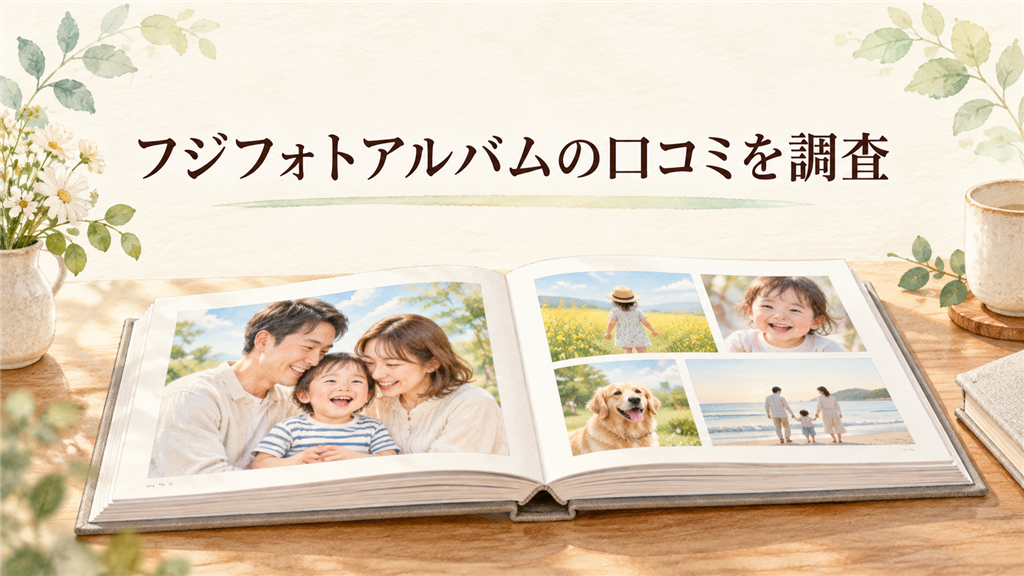 フジフォトアルバムの口コミを調査！仕上がりとメリット・デメリットの結論を示す手書き図解