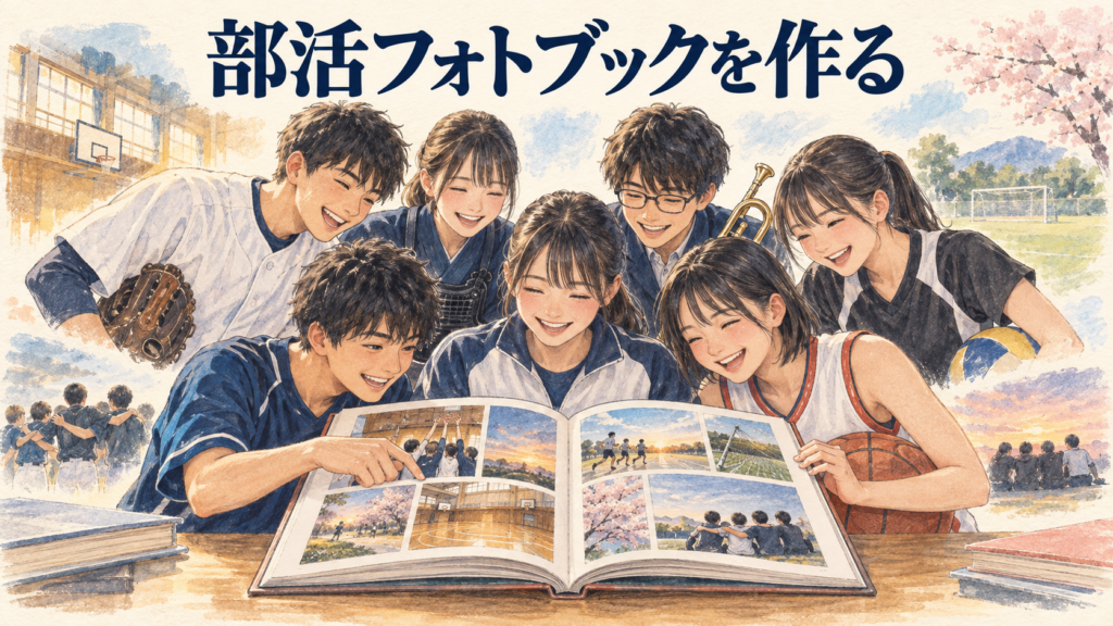 部活フォトブックを作る！Photobackで卒部アルバムをまとめる方法の結論を示す手書き図解