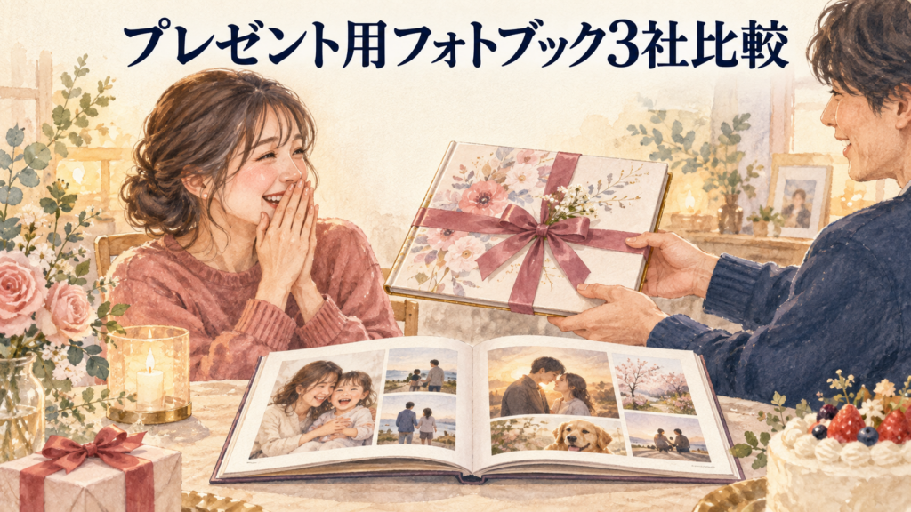 プレゼント用フォトブック3社比較！誕生日や記念日に喜ばれる作り方の結論を示す手書き図解