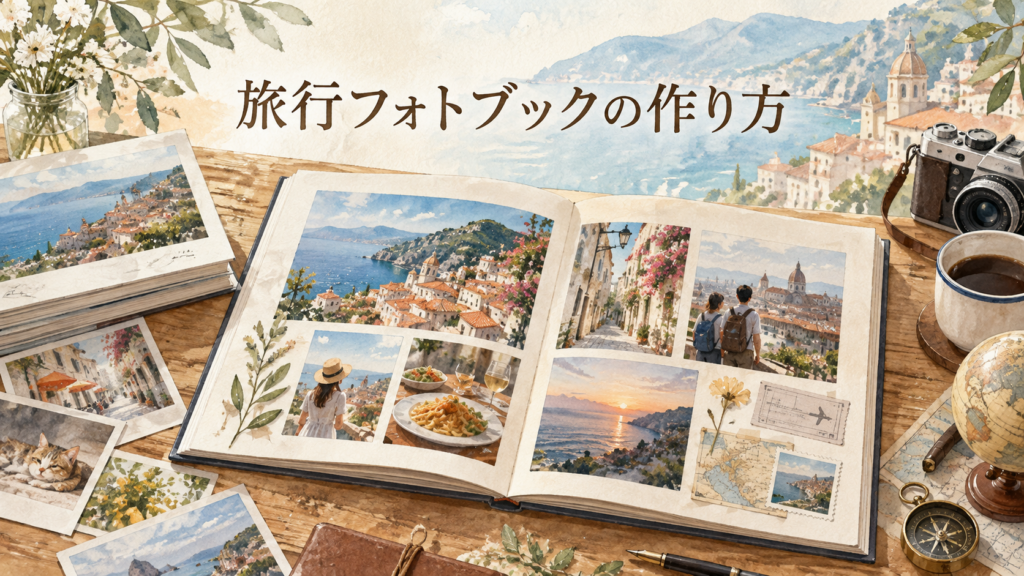 旅行フォトブックの作り方！初心者向け旅の写真選びと3社徹底比較の結論を示す手書き図解