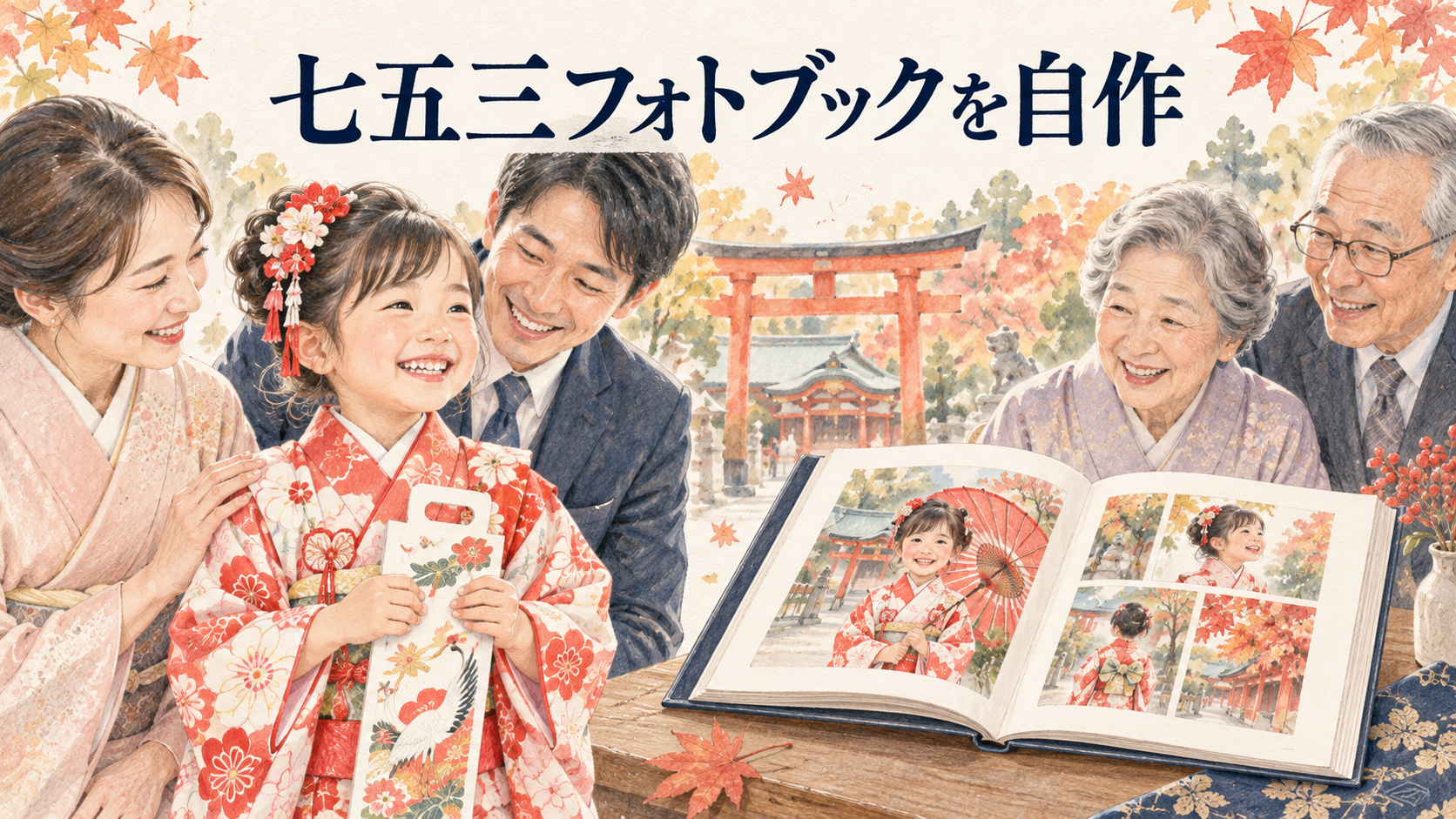 七五三フォトブックを自作!祖父母にも贈れる記念アルバム3社比較の結論を示す手書き図解