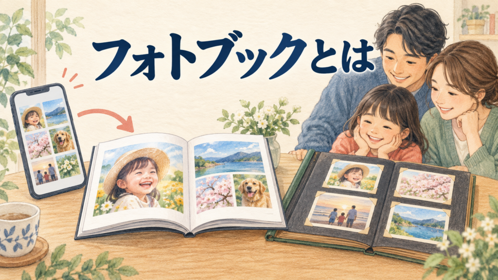 フォトブックとは何かを解説！写真アルバムとの違い・基本構造・使い道の結論を示す手書き図解