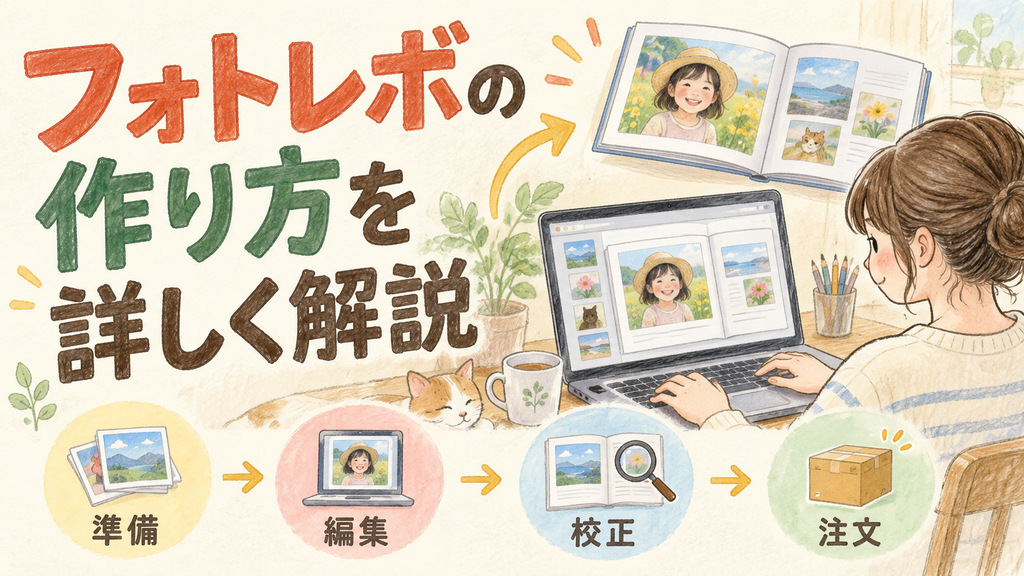 フォトレボの作り方を詳しく解説！ソフトのダウンロードから注文までの結論を示す手書き図解