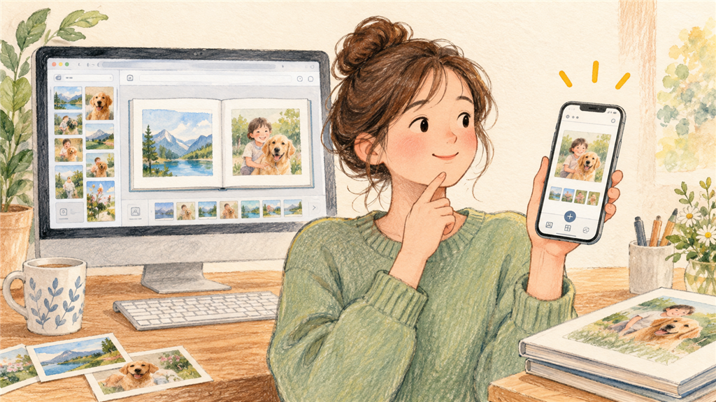 パソコンとスマホの作り方を使い分けるの結論を示す手書き図解
