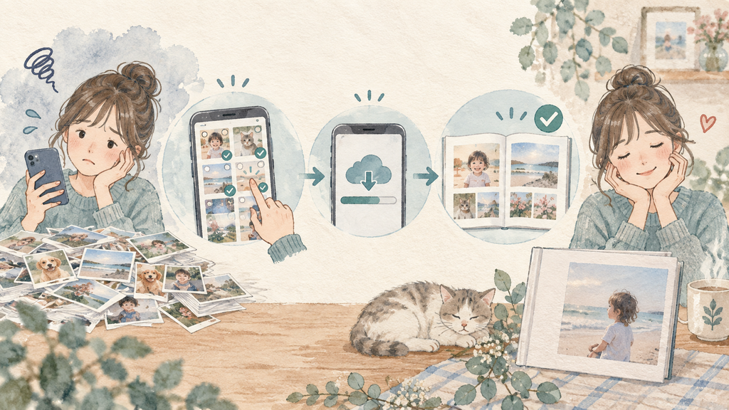 Photobackのデメリットと安心できる対策の結論を示す手書き図解