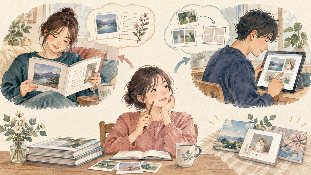 Photobackが向いている人・向かない人の結論を示す手書き図解