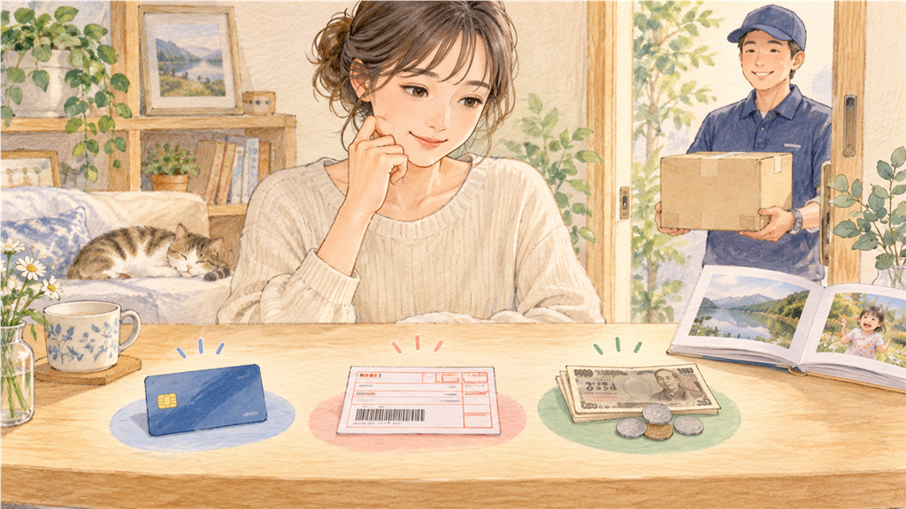 支払方法と手数料を確認するの結論を示す手書き図解
