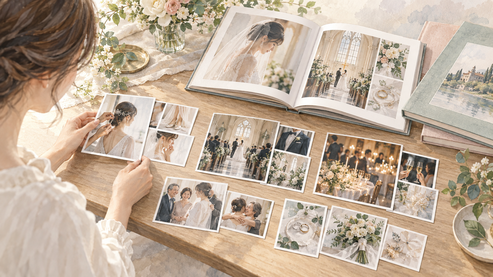 結婚式写真を場面別に選ぶの結論を示す手書き図解