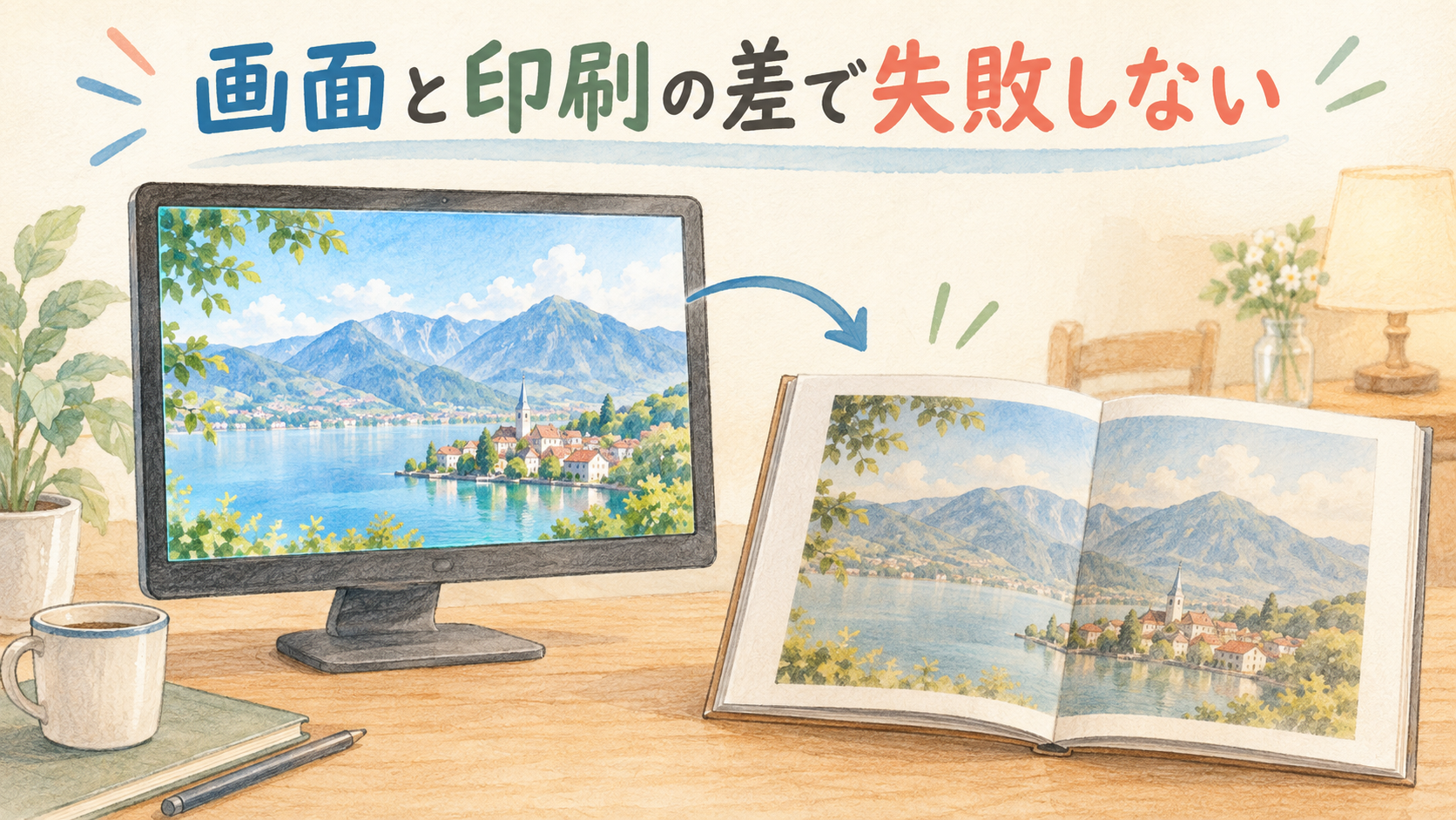 画面と印刷の差で失敗しないの結論を示す手書き図解